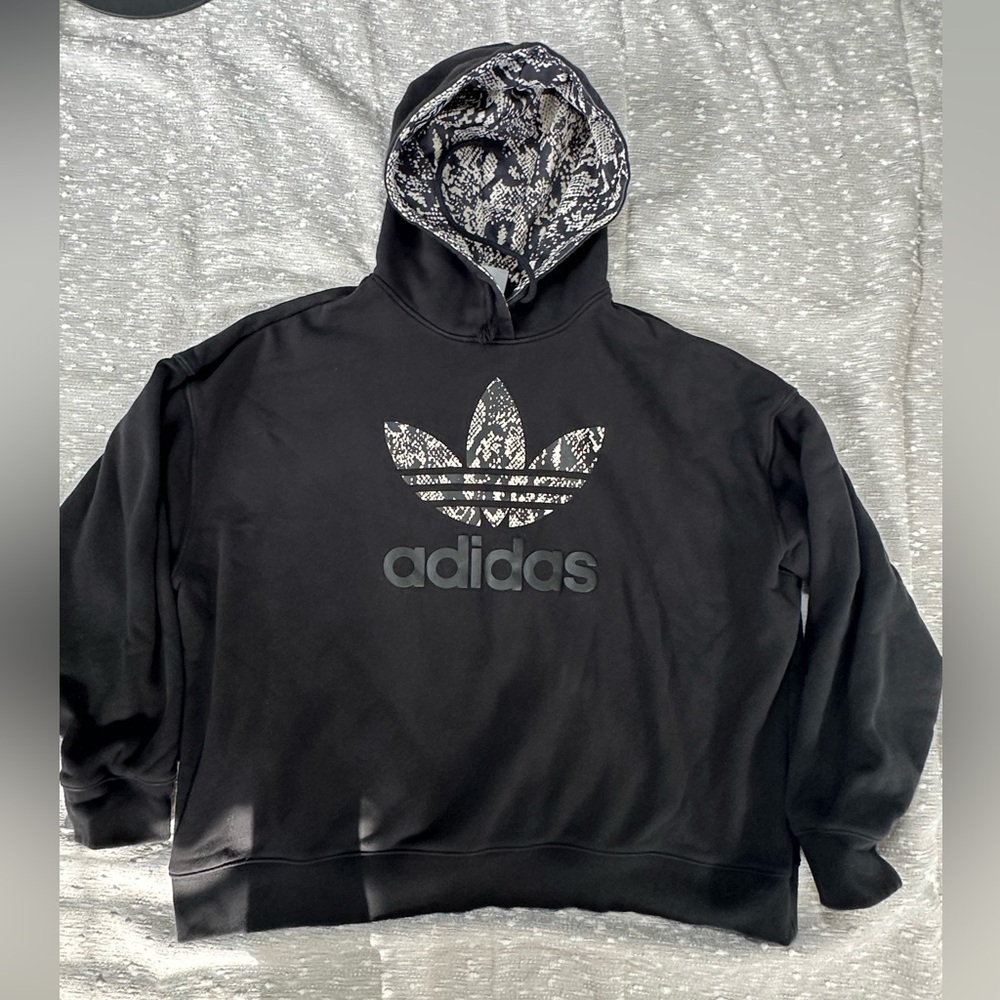 Adidas Black Snake Print Hoodie L Streetwear Urban Grunge Athlesure